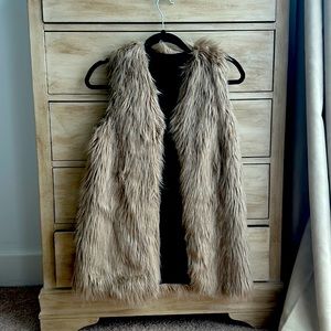 Faux Fur Vest - Brown - Small
